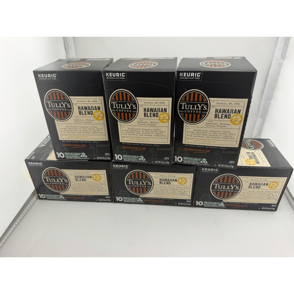 60 TULLY'S COFFEE HAWAIIAN BLEND COFFEE K CUP KEURIG PODS EXPIRES in 2028!! WOW